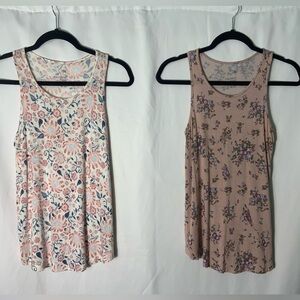 SO Floral Tank Tops - Pink and White